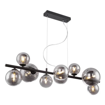 Pendul Globo RIHA metal negru mat sticla fumuriu G9-LED 9x 3,5W 3000K (inclus) IP20 - 56133-9H