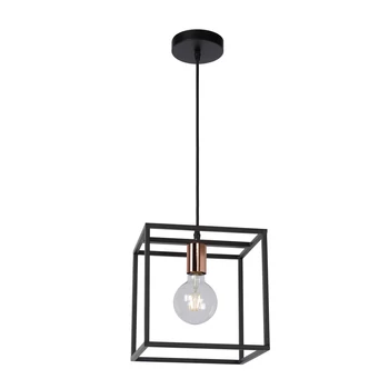 Pendul Lucide ARTHUR stil modern metal negru cuper forma unghiular E27 IP20 - 08424/01/30