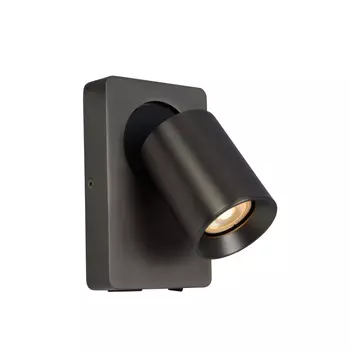 Aplica spot Lucide NIGEL stil modern aluminiu negru otel forma cilindric GU10-LED IP20 - 09929/06/16