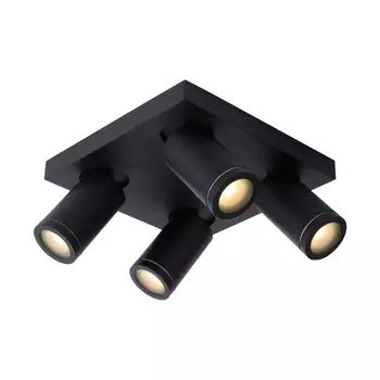 Plafoniera spot baie Lucide TAYLOR stil modern aluminiu negru forma unghiular GU10-LED IP44 - 09930/20/30