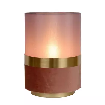 Veioza Lucide EXTRAVAGANZA TUSSE stil retro panza roz auriu mat-alama forma cilindric E14 IP20 - 10508/01/66