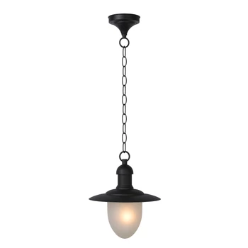 Pendul exterior Lucide ARUBA stil cabana metal negru forma rotund E27 IP44 - 11872/01/30