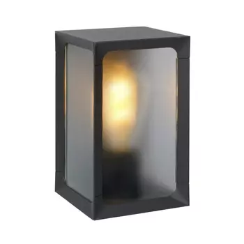 Aplica de perete Lucide CAGE stil cabana sticla antracit opal forma dreptunghi E27-LED IP44 - 27804/01/29