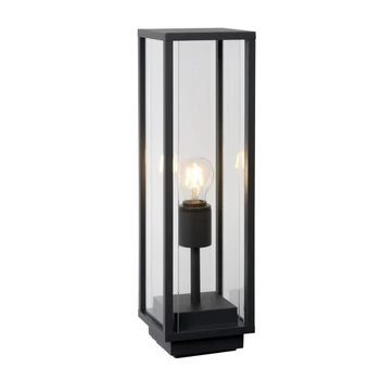 Stalp exterior Lucide CLAIRE stil Vintage sticla antracit forma dreptunghi E27 IP54 - 27883/50/30