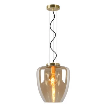 Pendul Lucide FLORIEN stil modern sticla chihlimbar auriu mat-alama forma ovala E27 IP20 - 30473/28/62