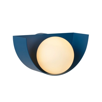 Aplica de perete Lucide BENNI stil retro otel albastru pastel opal forma semicircular G9 IP20 - 45201/01/35