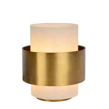Veioza Lucide FIRMIN stil clasic sticla auriu mat-alama opal forma cilindric E27 IP20 - 45597/20/02