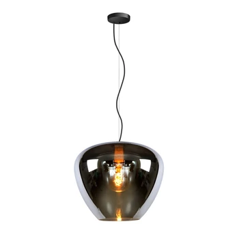 Pendul Lucide SOUFIAN stil modern sticla gri fumuriu forma ovala E27 IP20 - 70478/40/65