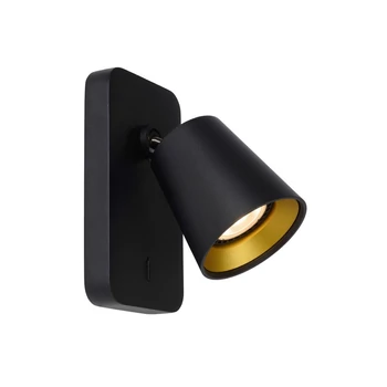 Aplica spot Lucide TURNON stil modern aluminiu negru auriu mat-alama GU10-LED IP20 - 09928/05/30