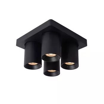 Plafoniera tip spot Lucide NIGEL stil modern aluminiu negru forma cilindric GU10-LED IP20 - 09929/20/30