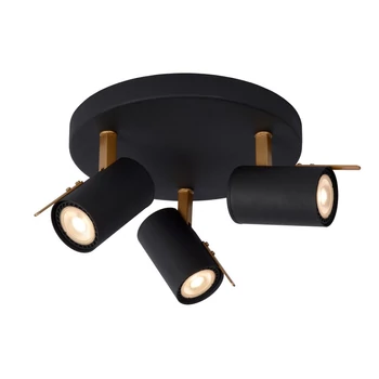 Plafoniera tip spot Lucide GRONY stil modern metal negru auriu mat-alama forma cilindric GU10-LED IP20 - 17998/15/30