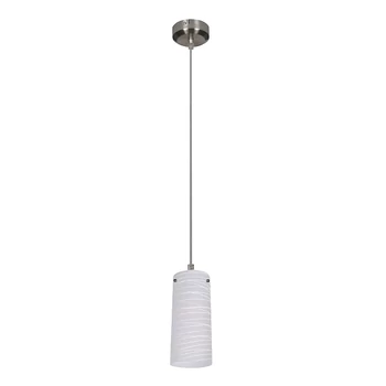 Pendul Rabalux AUREL E27 metal crom satinat cu abajur sticla alb cu motivestil traditional IP20 - 6337