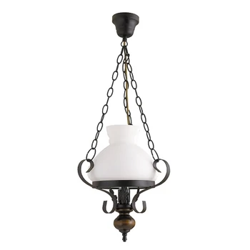 Candelabru Rabalux PETRONEL E27 metal lemn negru mat cu abajur sticla sticla opalstil clasic IP20 - 7076