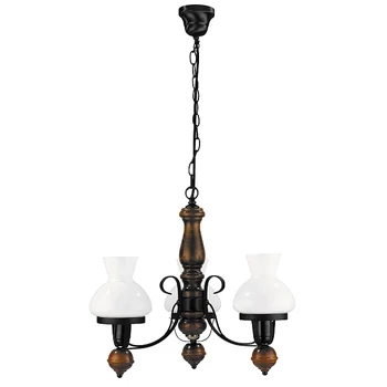 Candelabru Rabalux PETRONEL E27 metal lemn negru mat cu abajur sticla sticla opalstil clasic IP20 - 7078